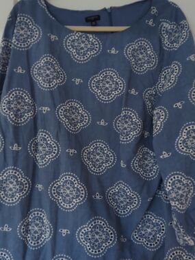 Talbots Blue Eyelet Embroidered Dress